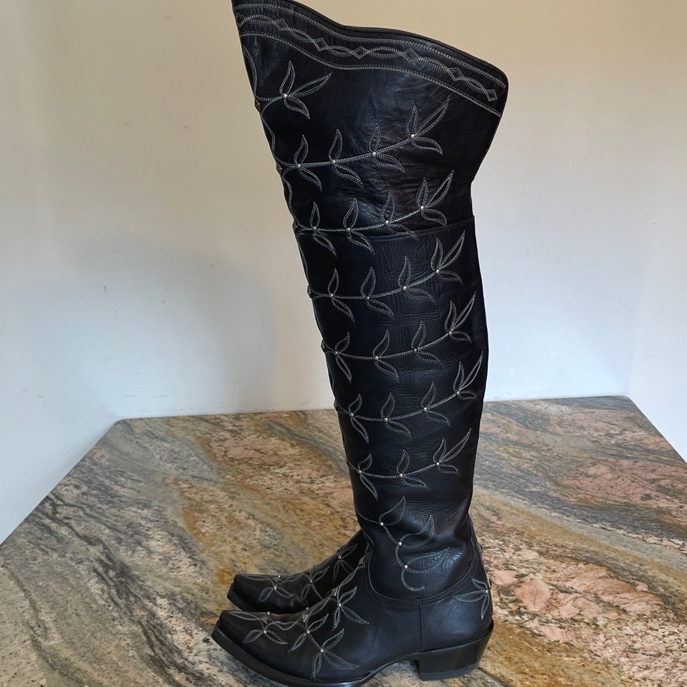 Old Gringo Reina  24” Over-The- Knee Boots
Embroidery and Studs Size 9